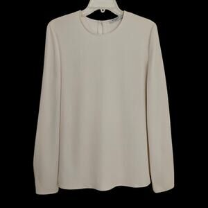 MM Lafleur Carrie Top Blouse Size Medium Alabaster Textured Long Sleeves